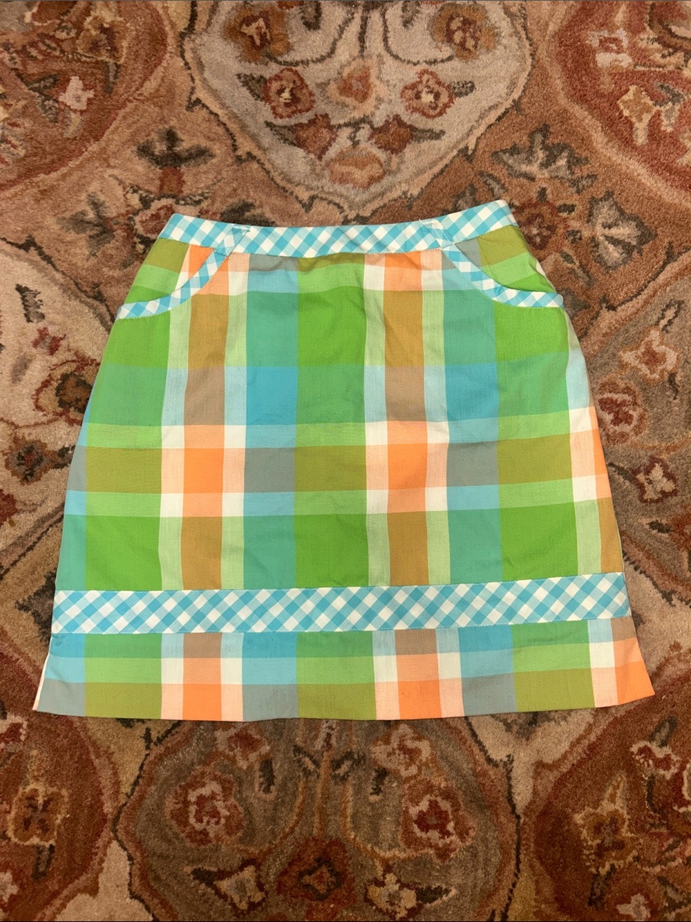 Vintage Plaid Green and Blue A-Line Womens Skort